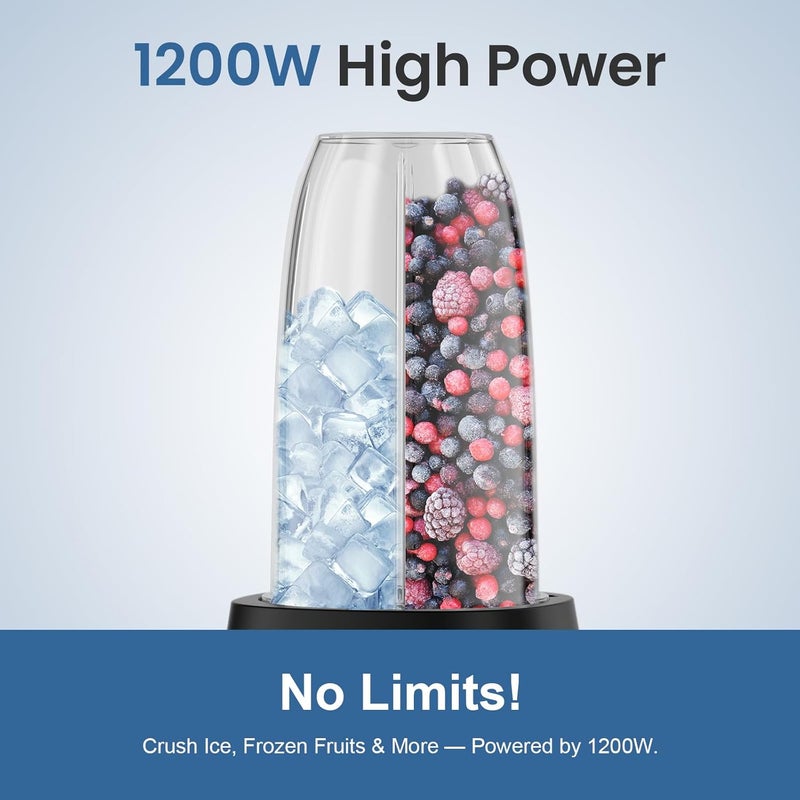 Colarlemo 12-Piece Smoothie Blender Maker 25,000 RPM Personal Blender for Ice Crushing Smoothies & Frozen Drinks Nuts with 23oz, 32oz, 37oz Portable Cups Two 6-Leaf Stainless Steel Blades, Silver - Image 2